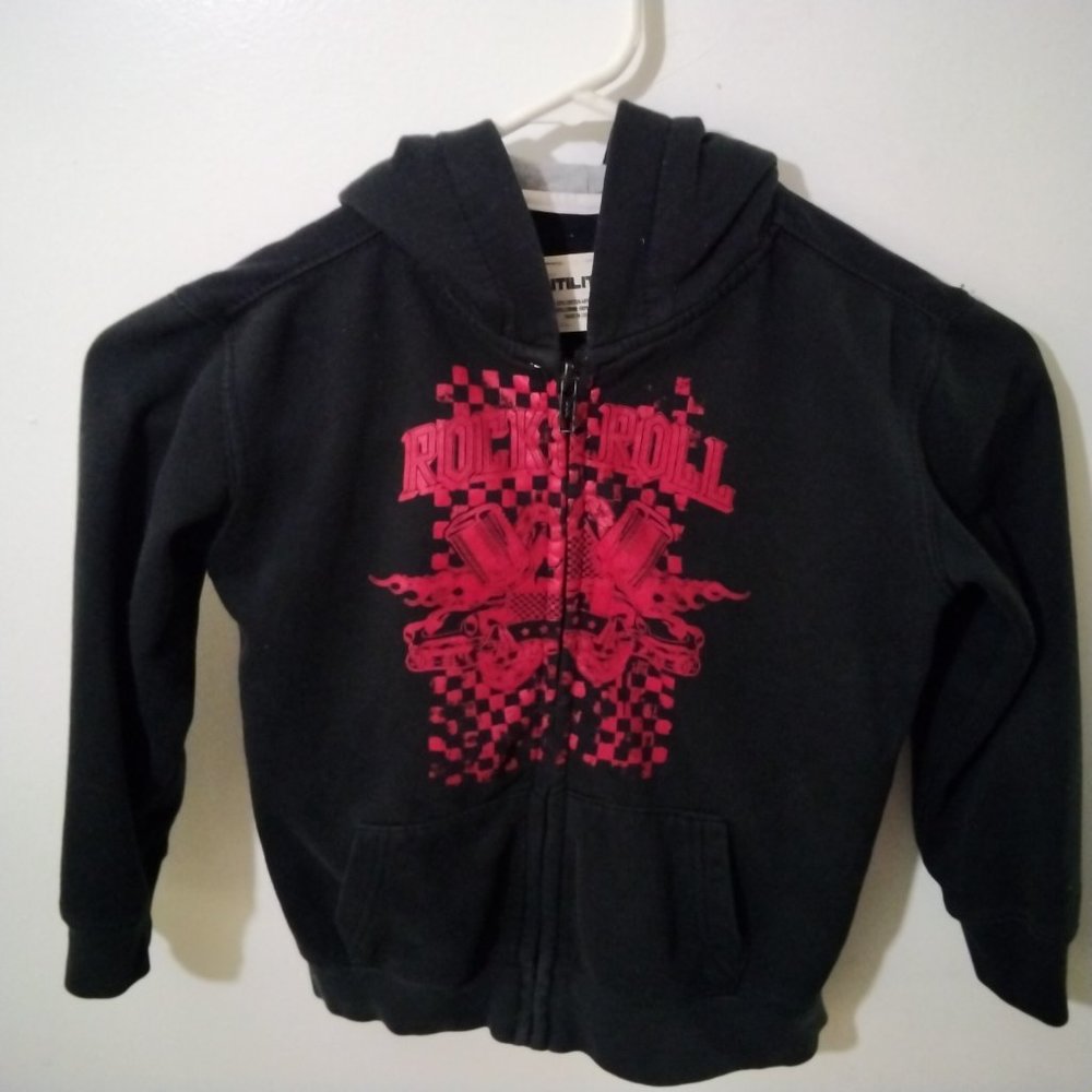 Boys 5T Utility brand zip up hoodie in black/red/Grey